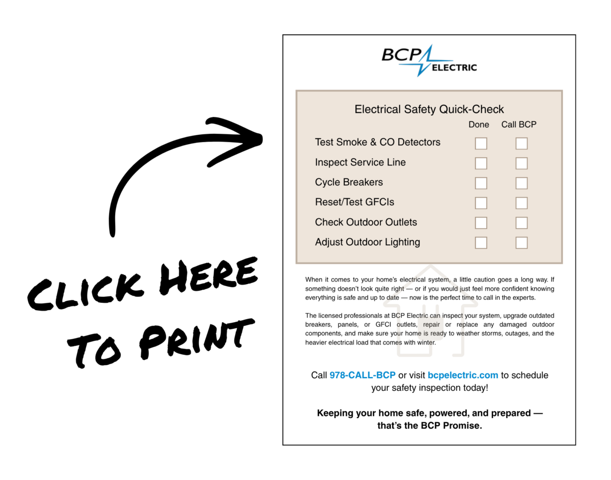 Image of the BCP Electric Seasonal Safety Checklist for home electrical safety